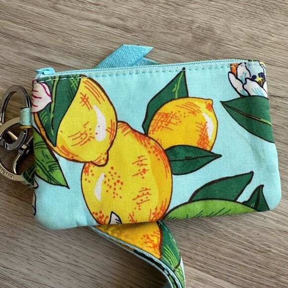 Vera Bradley Zip ID Holder with Wide Lanyard - Lemon Grove Pattern - Picture 5 of 8